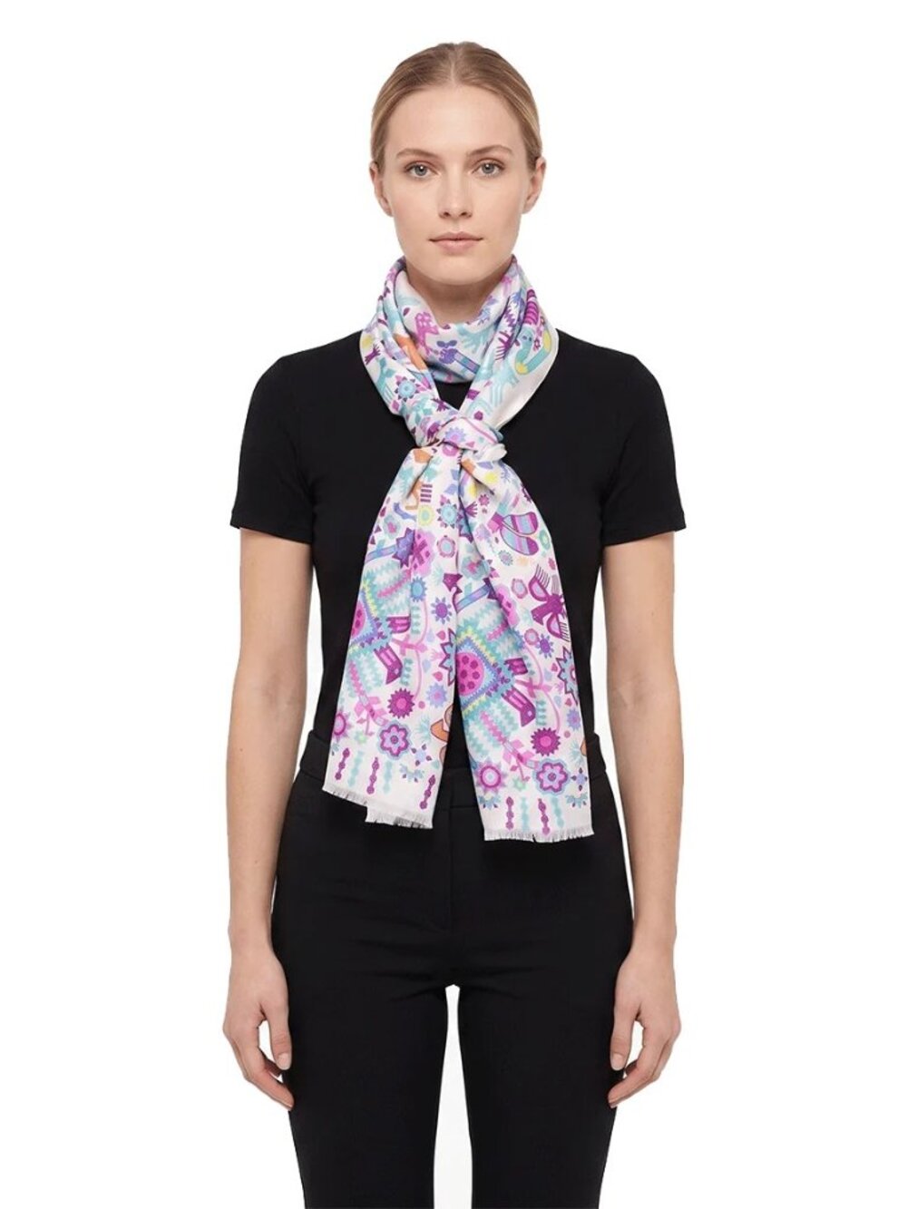 Pineda Covalin Huichol Spirit silk scarf
